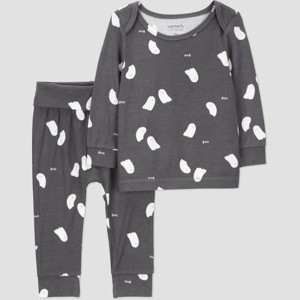Carter's Just One You® Baby 2pc Halloween Ghosts Comfy Soft Top & Bottom Set - Dark Gray - 1 of 4