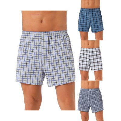 INSPIRE CHIC Men's 4 Pack Classic Plaid Pattern Boxer Shorts Underwear