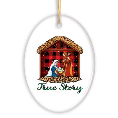 True Story Nativity Plaid Birth of Christ Ornament| OrnamentallyYou