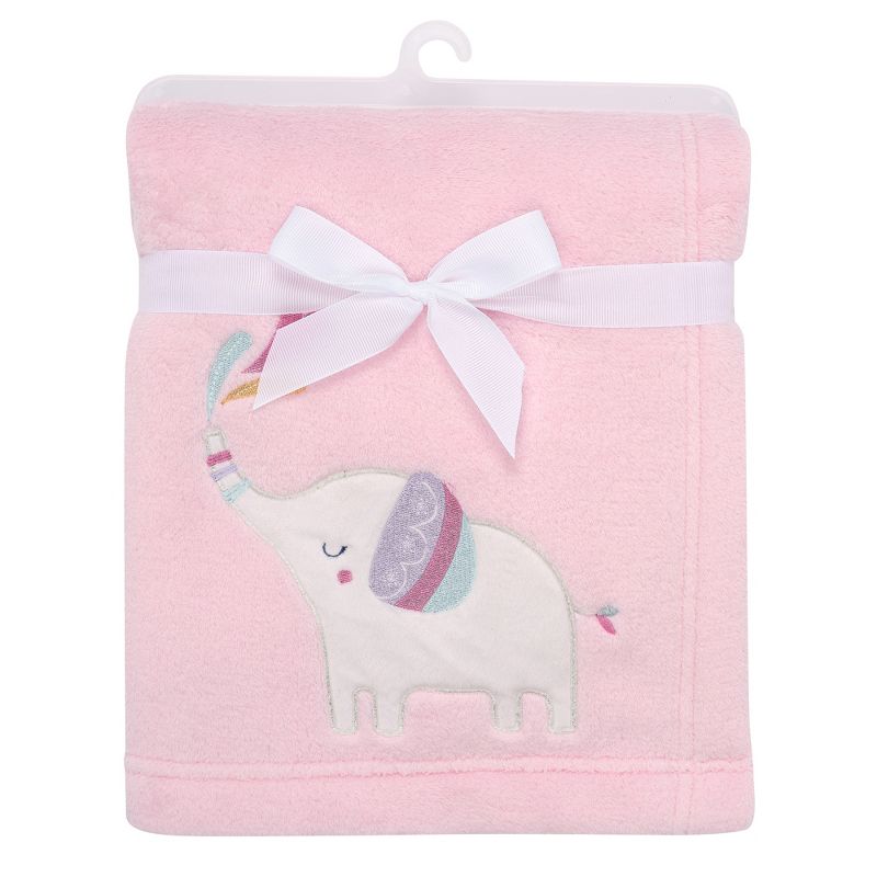 Bedtime Originals Elephant Dreams Appliqued Soft Fleece Baby Blanket - Pink, 5 of 9