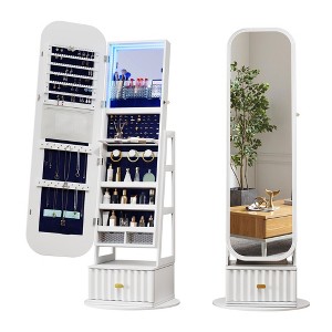 Fredees Full-Length Mirror with Storage, Standing Jewelry Cabinet, Rotating Jewelry Mirror Organizer - 1 of 4
