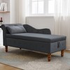 VYNXARIA Black Velvet Chaise Lounge with Storage & Pillow - Elegant Comfort for Any Room - 3 of 4