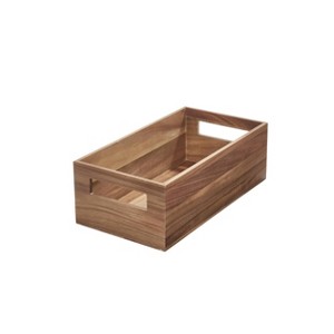iDESIGN Acacia Wood Pantry Storage Bin with Handle: Kitchen Cabinet Organizer, 13" x 6" x 3", Spot Clean, Brown - 1 of 4