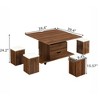 Multi-Functional Lift-Top Coffee Table with Hidden Storage, 4 Stools, and Lockable Casters for Modern Living Spaces - 3 of 4