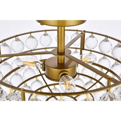 Savannah 16" Brass and Crystal Flush Mount Light