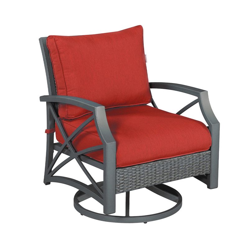 Kinger Home Swivel Patio Chairs, Rattan Wicker Outdoor Swivel Chairs with Thick Removable Cushion, All Weather Rust Free Patio Dining Chairs, 1 of 8