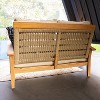 Cambridge Casual Carmel Teak Wood Patio Outdoor Loveseat with Tan Cushion - 3 of 4