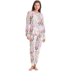 Just Love Women's Tie Dye Two Piece Thermal Pajama Set - Waffle PJ Set - 1 of 3