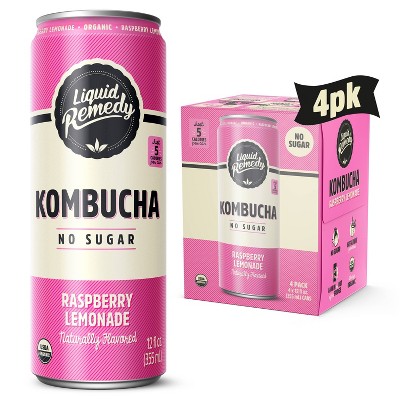 Liquid Remedy Raspberry Lemonade Kombucha - 4pk/11.2 Fl Oz Cans : Target