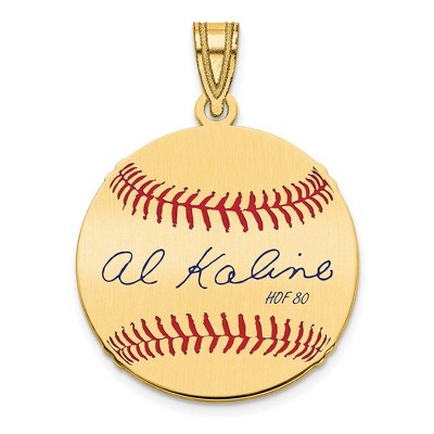 Black Bow Jewelry 14K Gold Plated Al Kaline Signature SM Enamel Baseball Pendant