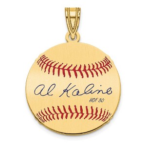 Black Bow Jewelry 14K Gold Plated Al Kaline Signature SM Enamel Baseball Pendant - 1 of 4
