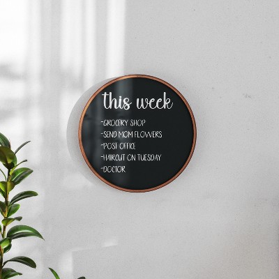Rustic Brown Round Magnetic Chalkboard with Pine Wood Frame