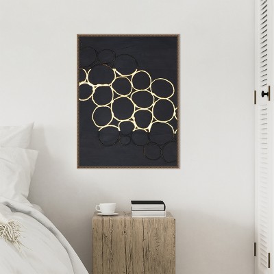 Gold Combo III Abstract Canvas Art with Bronze Frame