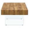 Sapphtopaz Coffee Table Natural Style Home Decor Coffee Table Dining Table Wood Grain Finish with Tempered Glass Legs for Living Room - 4 of 4