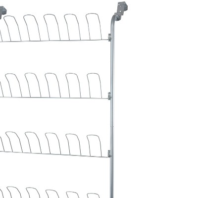 Silver Metal Over-the-Door 18 Pair Shoe Rack