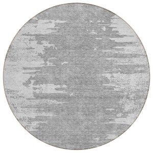 Silver Gray And Ivory Abstract Washable Indoor Outdoor Area Rug - 1 of 4