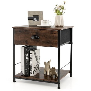 Tangkula 2-tier Nightstand Bedside End Sofa Coffee Table for Bedroom Living Room - 1 of 4