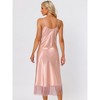 cheibear Women's Satin Sleeveless Tassel Hem Nightgown Cami Dress Nightgown - 3 of 4