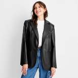 Women's Relaxed Fit Faux Leather Blazer - A New Day™
