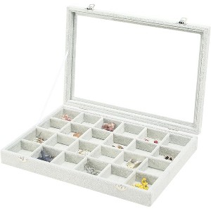 Black Velvet Jewelry Display Tray with Lid, Organizer Storage Case for Necklaces, Bracelets, Rings, and Beads - 1 of 4