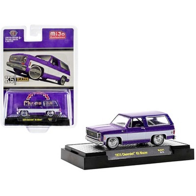 1973 Chevrolet K5 Blazer Purple Metallic and White Limited Edition to 6600  pieces 1/64 Diecast Model Car by M2 Machines