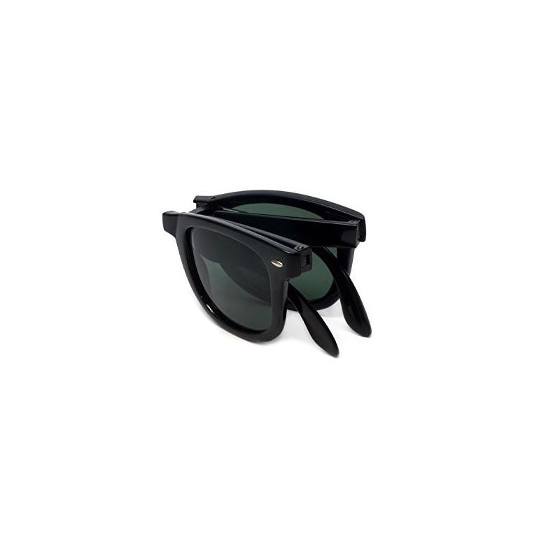 Calabria Classic Folding Wayfarer Sunglasses with 100% UVA/UVB Protection (Black Frame & Green Lens), 5 of 6