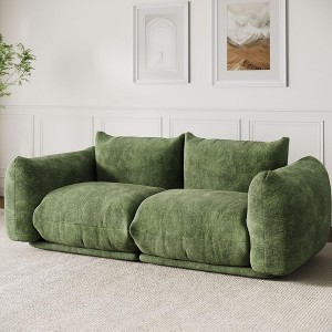 Chenille Fabric Modular Love Seat Sofa, 2-Seater Cloud Couch with High Resilience Sponge - 1 of 4