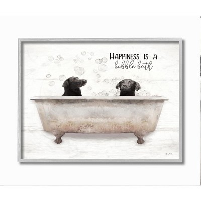 Stupell Industries Animal Bathroom Happiness is a Bubble Bath Dog Quote