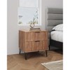 Sapphtopaz Modern Nightstand with 2 Vertical Textured Drawers Bedside Table with Splayed Gold Metal Legs & Handles Night Stand for Bedroom - 2 of 4