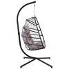 Outdoor Wicker Hanging Swing Chair,Indoor Egg Chair With Cushion And Aluminum Frame,Polyethylene Rattan Patio Lounge Egg Chair-Coolbibila - 2 of 4