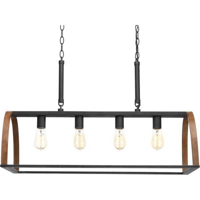 Gilded Iron 4-Light Geometric Cage Island Pendant
