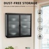 27.6in Metal Storage Cabinet, Wall Mounted Kitchen Pantry Cabinet with 2 Glass Doors and Adjustable Shelves, 3 Tier Sideboard for Kitchen, Black - 4 of 4