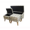 Plaid Storage Bench with 2 Seating Gray - Ore International: Upholstered Bedroom Ottoman, Wooden Legs - 2 of 4