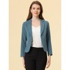 INSPIRE CHIC Women's Open Front Office Long Sleeve Lightweight Printed Floral Crop Suit Blazer - 3 of 4