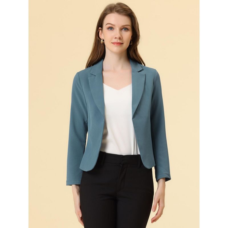 Allegra K Women's Open Front Office Work Long Sleeve Suit Blazer, 3 of 7