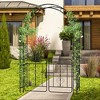 Tangkula 84" No Dig Arch Trellis Heavy-duty Metal Garden Arbor w/ Lockable Gate - 4 of 4
