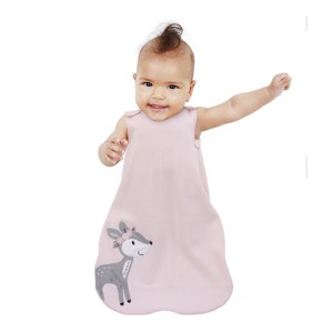 Little Love by NoJo Sweet Deer Pink and Grey Soft Fleece Wearable Blanket, Medium 6-12 mo. - 1 of 3