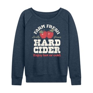 Women's - Instant Message - Farm Fresh Hard Cider Hot or Cold Lightweight French Terry Wide Neck Long Sleeve Graphic Shirt - 1 of 4