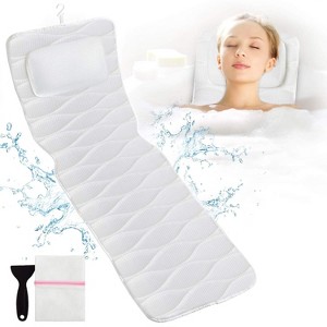 Full Body Bath Pillow for Bathtub with Mesh Washing Bag, 5D Air Mesh Cushion with 21 Non-Slip Suction Cups - 1 of 4