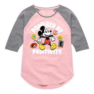 Girls' - Disney - Powered By Positivity Shirt Tail Raglan Graphic T-shirt - 1 of 4