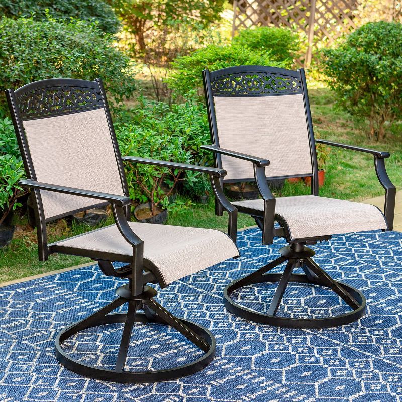 2pk Outdoor Swivel Dining Chairs with Metal Frame &#38; Armrests - Captiva Designs, 3 of 8