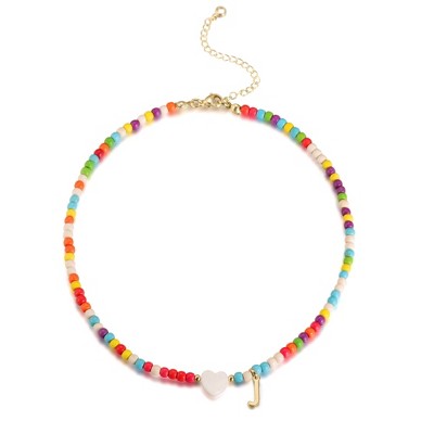 Turandoss Colorful Beaded Initial Necklaces for Girls Women, Gold Choker Necklace for Teen Girl, Teen Girl Gifts Trendy Stuff, Gifts for Girls 8-18