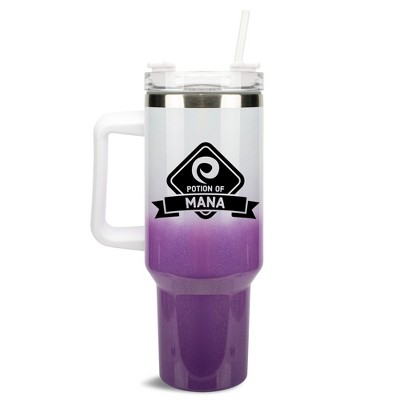 100 North Potion Of Mana Video Gamer Wrap-Around 40 Oz. Stainless Steel Water Bottle Coffee Mug, Spill & Leak Resistant, Travel Tumbler with Handle,