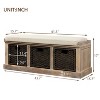 CAVINAS Storage Bench Shoe Rack Rustic Storage Bench with 3 Removable Rattan Basket, White Washed - 4 of 4