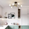 POWLIG 6-Light Black Gold Mid Century Modern Nordic Sputnik Chandelier Flush Mount - 2 of 4