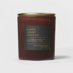 8oz Lidded Glass Jar Black Honey Vanilla Candle Plum Purple - Threshold™