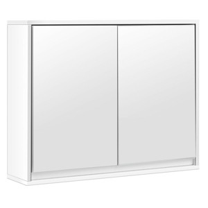 Tangkula Mirrored Double Door Bathroom Storage Cabinet Wall Mounted Type Organizer Shelf White - 1 of 4