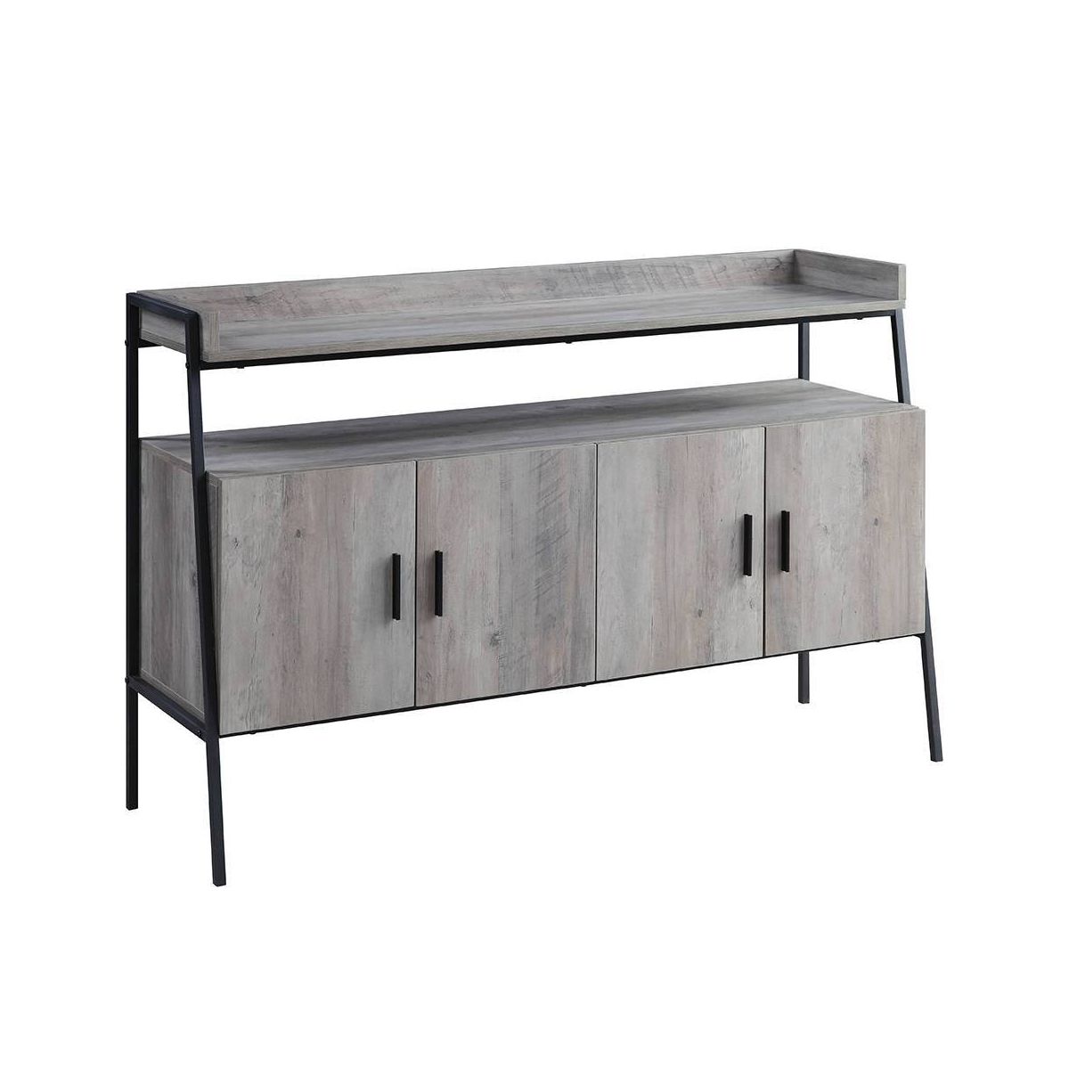 Acme Furniture 52" Samiya TV Stand for TVs up to 50" Gray Oak/Black Finish: Media Console with Open Back & Doors - thumbnail 3