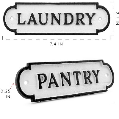 Rustic Cast Iron Door Plaques Set in Black and White