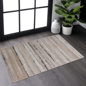 Airsurfer 2'x3' Taupe Beige Area Rug Modern Striped Area Rug Decorative Floor Covering for Living Room and Bedroom - 1 of 4